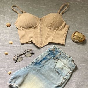 Cream Corset Crop-top